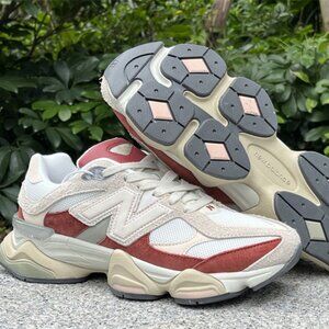New Balance 9060 White Red Suede Sneaker
